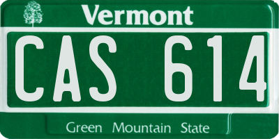 VT license plate CAS614