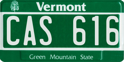 VT license plate CAS616
