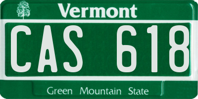 VT license plate CAS618