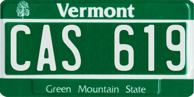 VT license plate CAS619