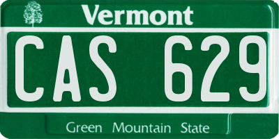 VT license plate CAS629
