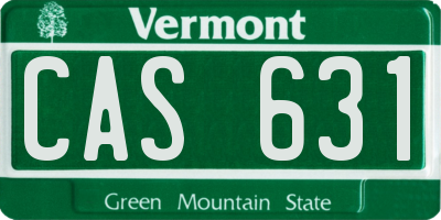 VT license plate CAS631