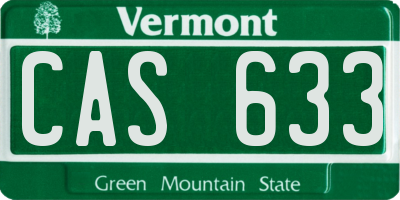 VT license plate CAS633