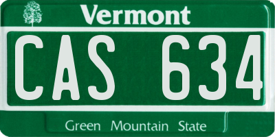 VT license plate CAS634