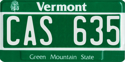 VT license plate CAS635