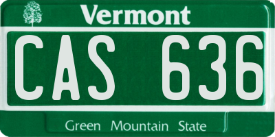 VT license plate CAS636