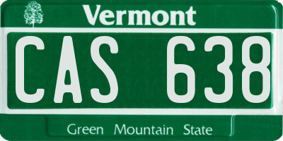 VT license plate CAS638