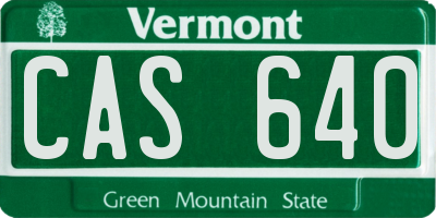 VT license plate CAS640