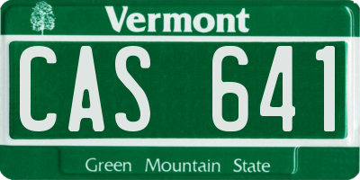 VT license plate CAS641