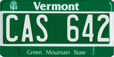 VT license plate CAS642