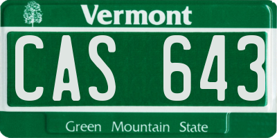 VT license plate CAS643