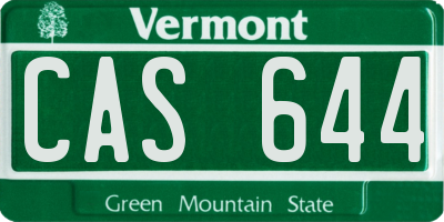 VT license plate CAS644