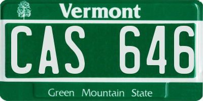 VT license plate CAS646