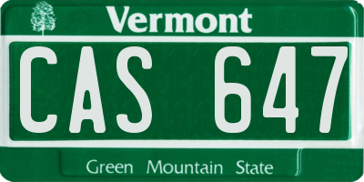 VT license plate CAS647