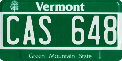 VT license plate CAS648
