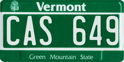 VT license plate CAS649