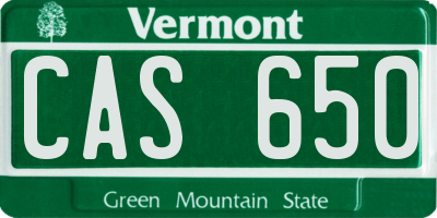 VT license plate CAS650