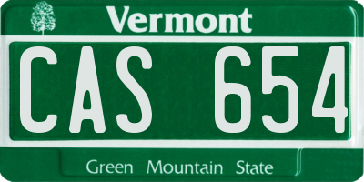 VT license plate CAS654