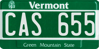 VT license plate CAS655