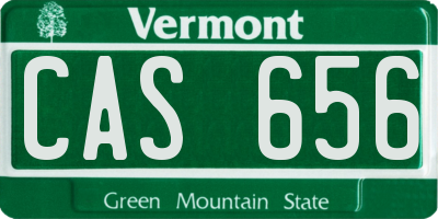 VT license plate CAS656