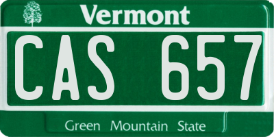VT license plate CAS657