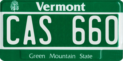 VT license plate CAS660