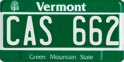 VT license plate CAS662