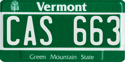 VT license plate CAS663