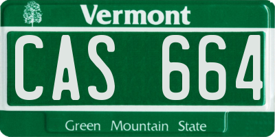 VT license plate CAS664