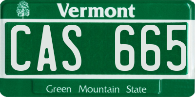 VT license plate CAS665