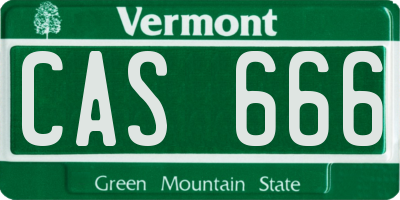 VT license plate CAS666
