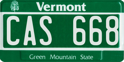 VT license plate CAS668