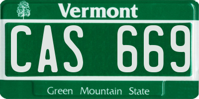 VT license plate CAS669