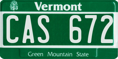 VT license plate CAS672