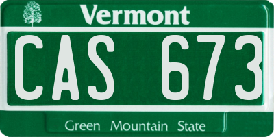 VT license plate CAS673