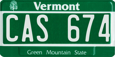 VT license plate CAS674