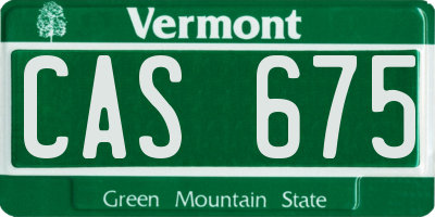 VT license plate CAS675