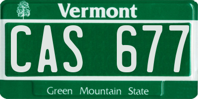 VT license plate CAS677