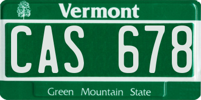 VT license plate CAS678