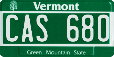 VT license plate CAS680