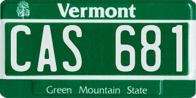 VT license plate CAS681