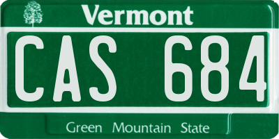 VT license plate CAS684