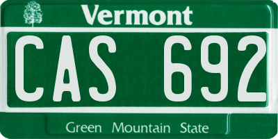 VT license plate CAS692