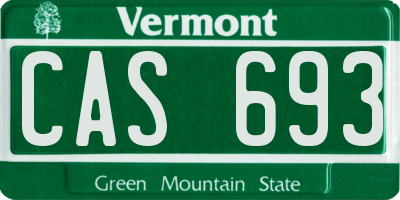 VT license plate CAS693