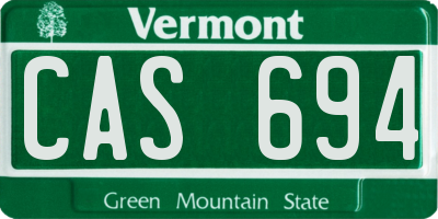 VT license plate CAS694