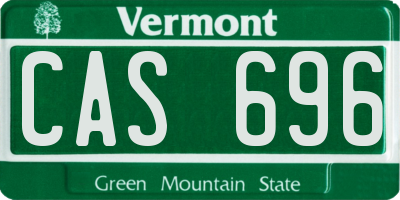 VT license plate CAS696