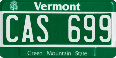 VT license plate CAS699
