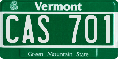 VT license plate CAS701