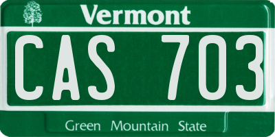 VT license plate CAS703