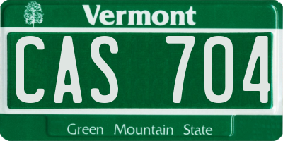 VT license plate CAS704